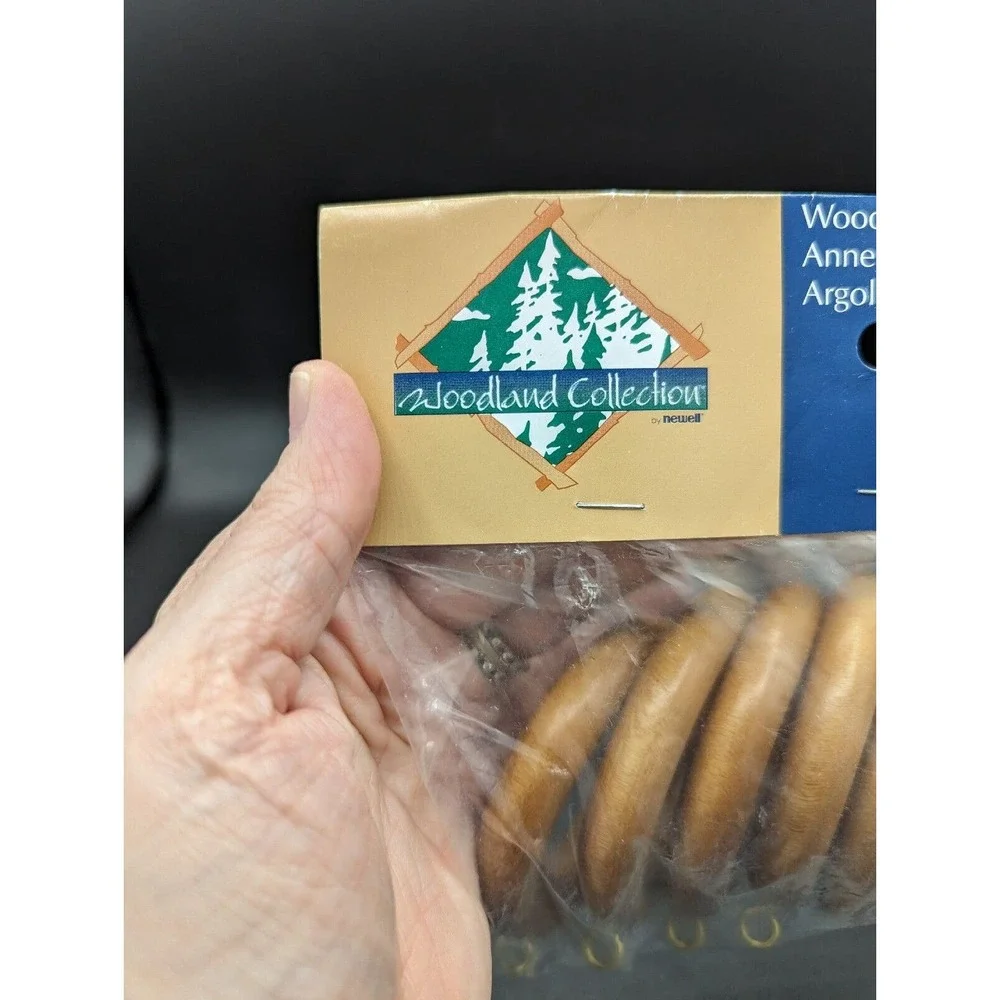 NOS Wood Pole Rings Woodland Collection By Newell Window Furnishings 1 & 3/8