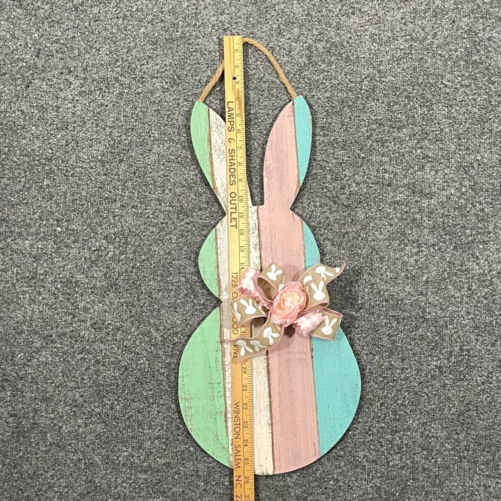 Easter Bunny Striped Wooden Door Hanger/Wreath