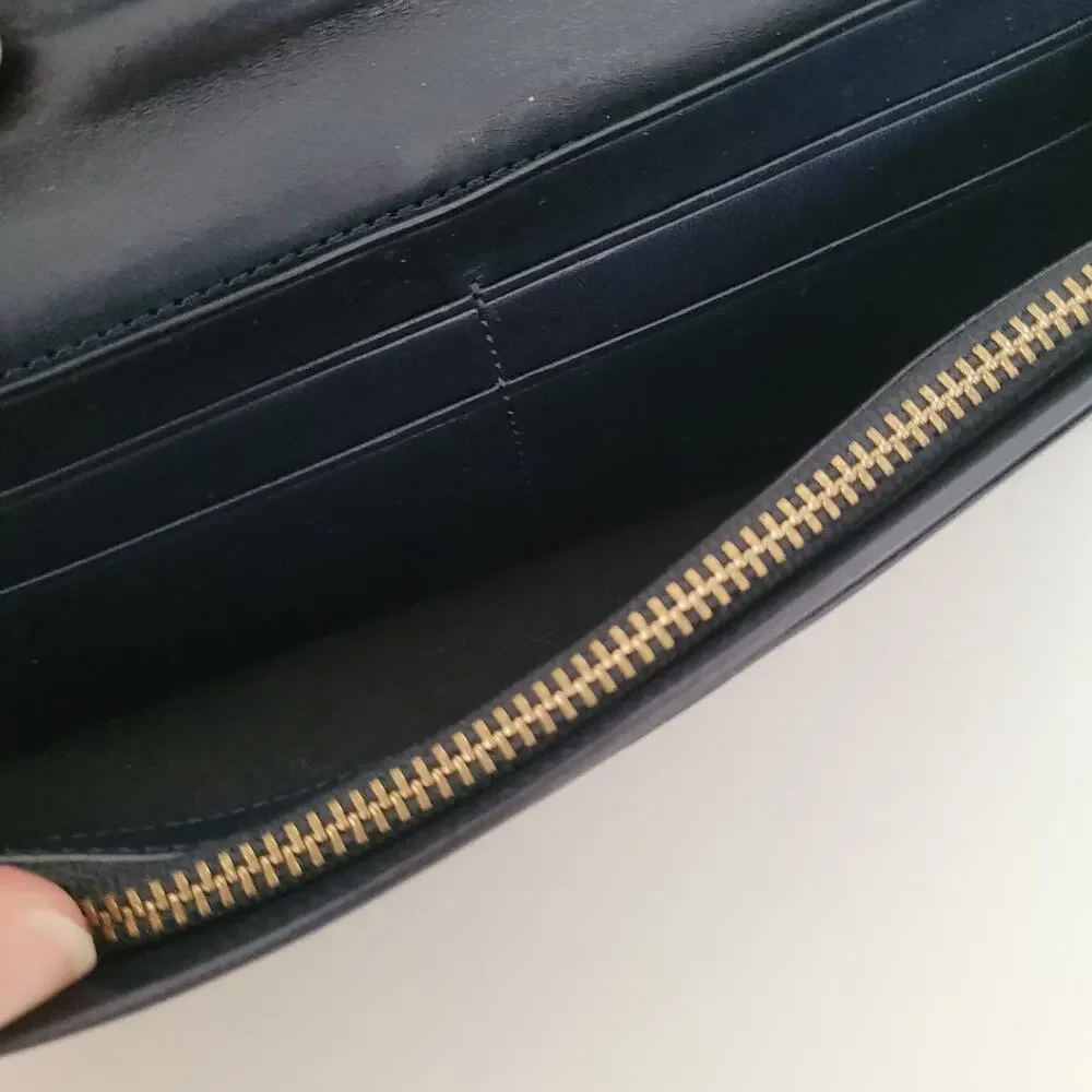 Paul Smith Designer Checkbook Card Bill Holder Wallet Brown Blue Bifold Leather