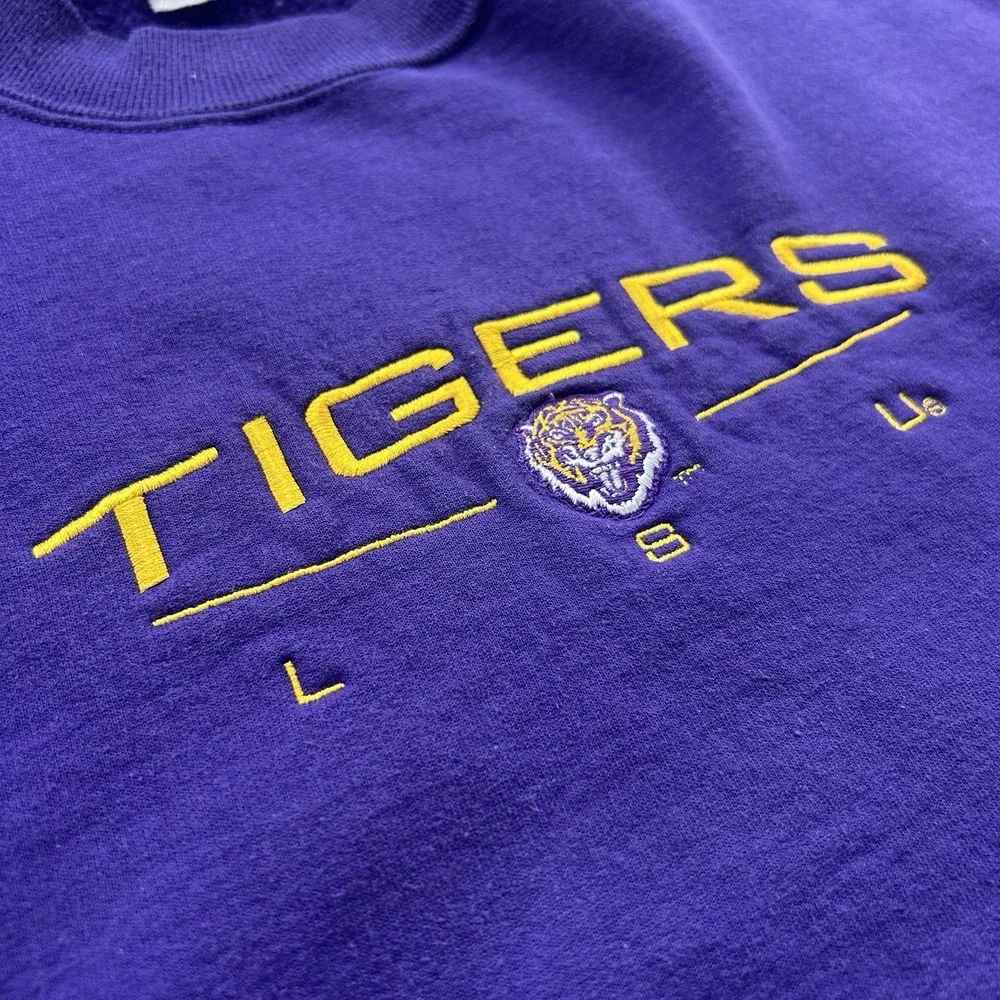 Vintage LSU Tigers Sweatshirt A|S Sports 2XL Purple Embroidered Crewneck 90s
