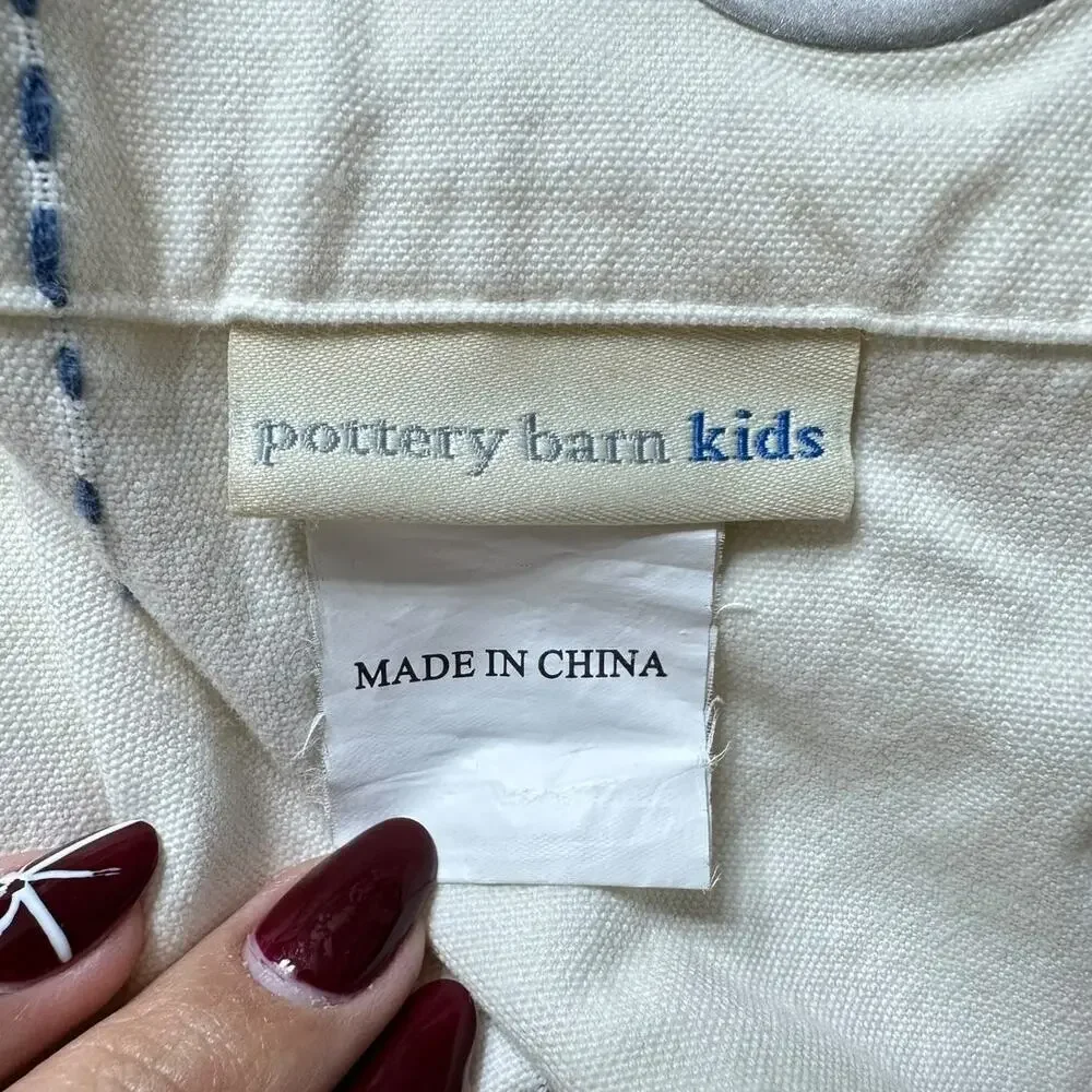 Pottery Barn Kids Pickstitch Curtain Red and Blue 2 Panel 44 x 63