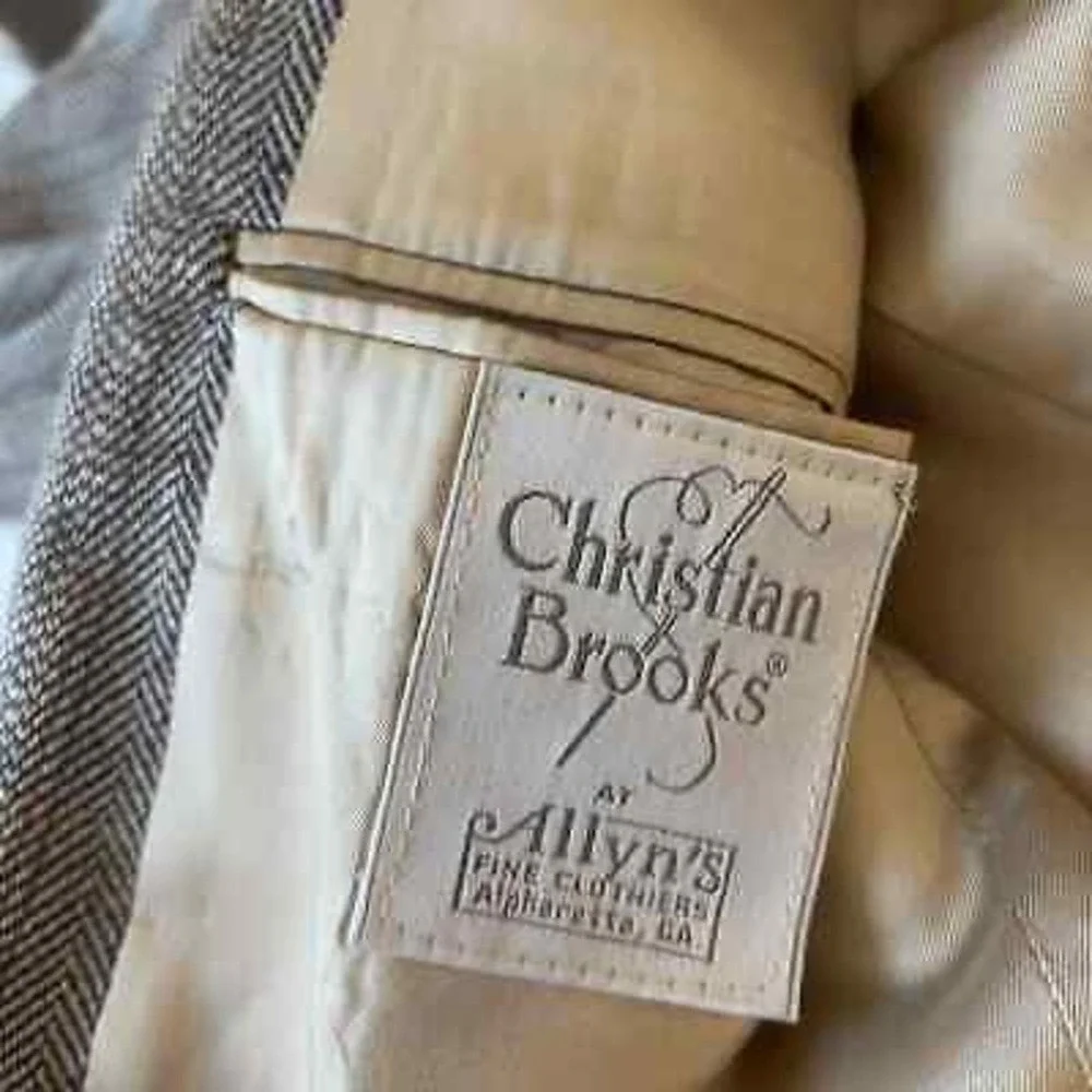 Christian Brooks Tan Blazer Size 46R Pure Silk‎ Luxury Khaki Sport Coat Jacket