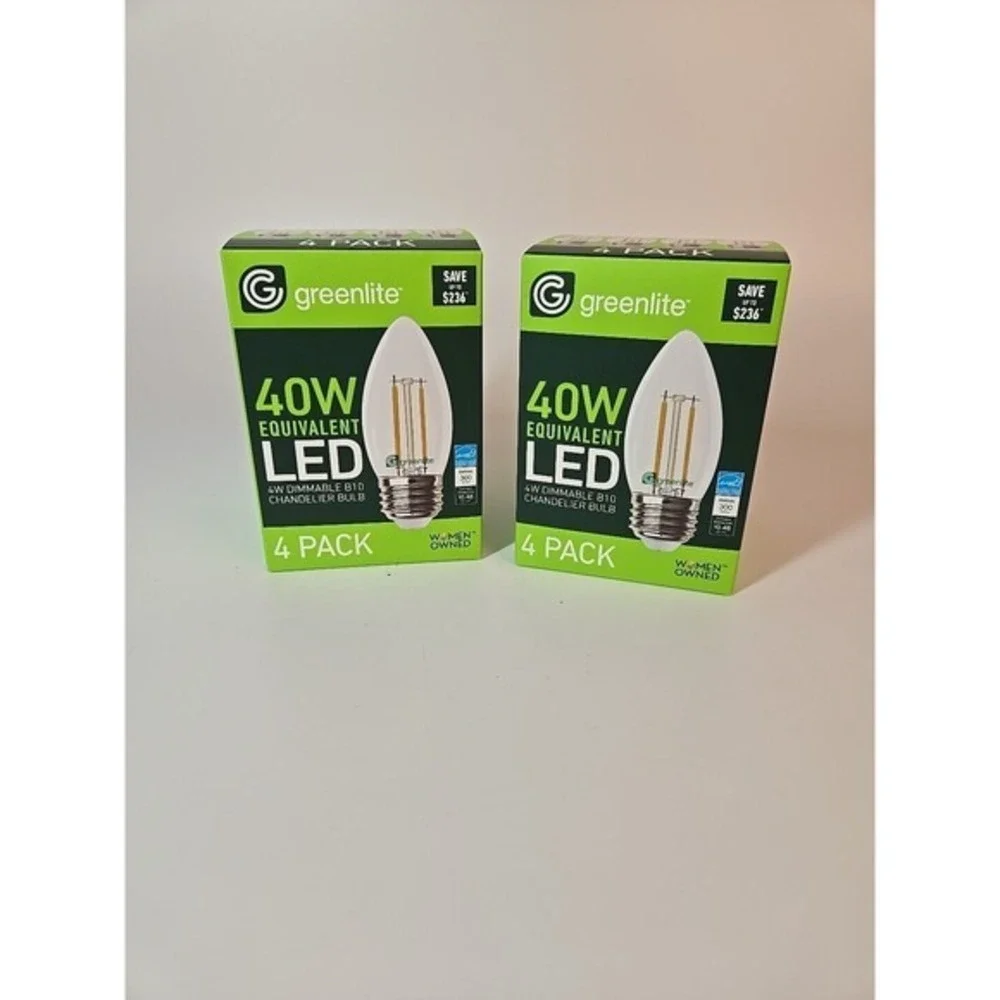 8 Bulbs (2 - 4 Packs) - B10 Chandelier Bulbs LED 4W Dimmable 40W Equivalent NEW