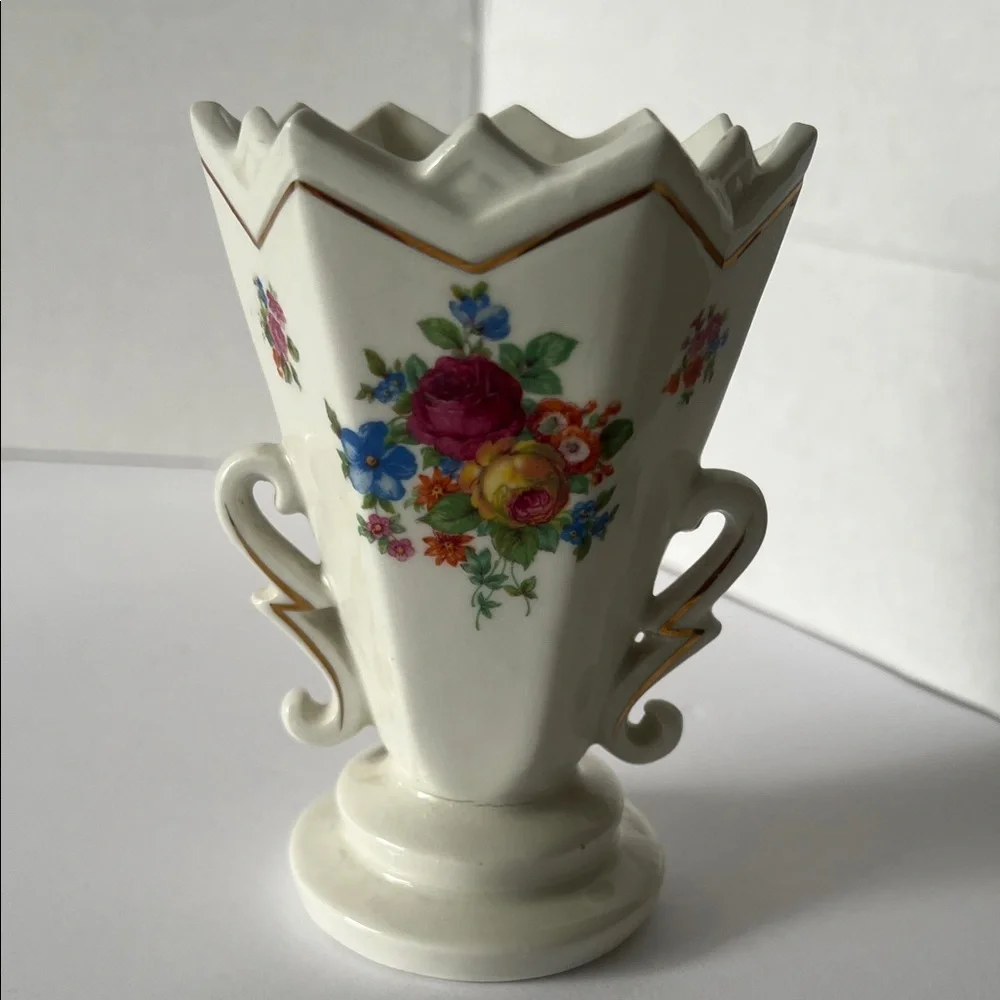 Small‎ Floral Vase with Handles Made in Slovakia