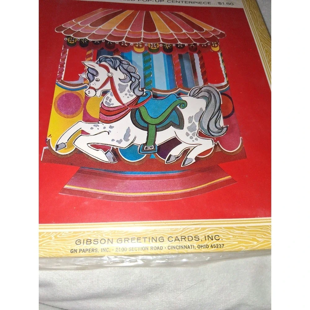 Vintage Gibson Carousel Pop-Up Centerpiece NOS Sealed Party Decoration Paper