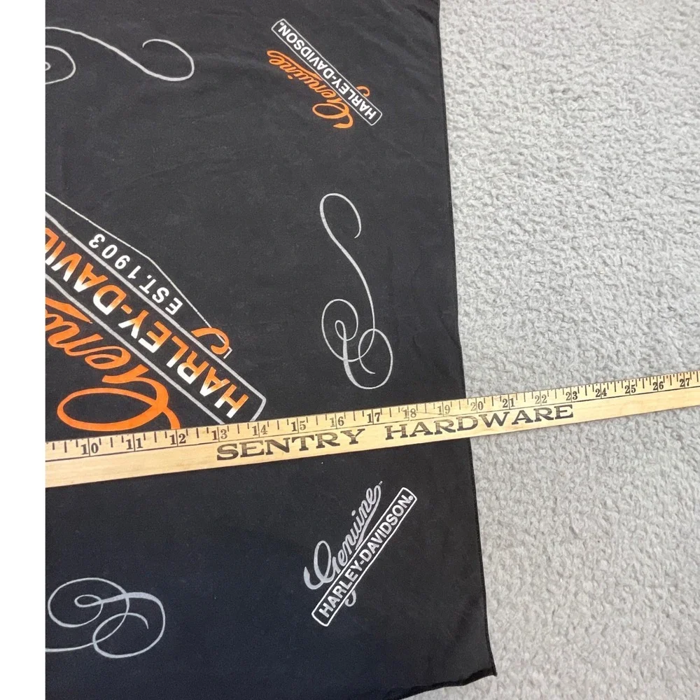 Harley Davidson Bandana Black Genuine Motorcycle Logo Scarf Vintage 80s 90s
