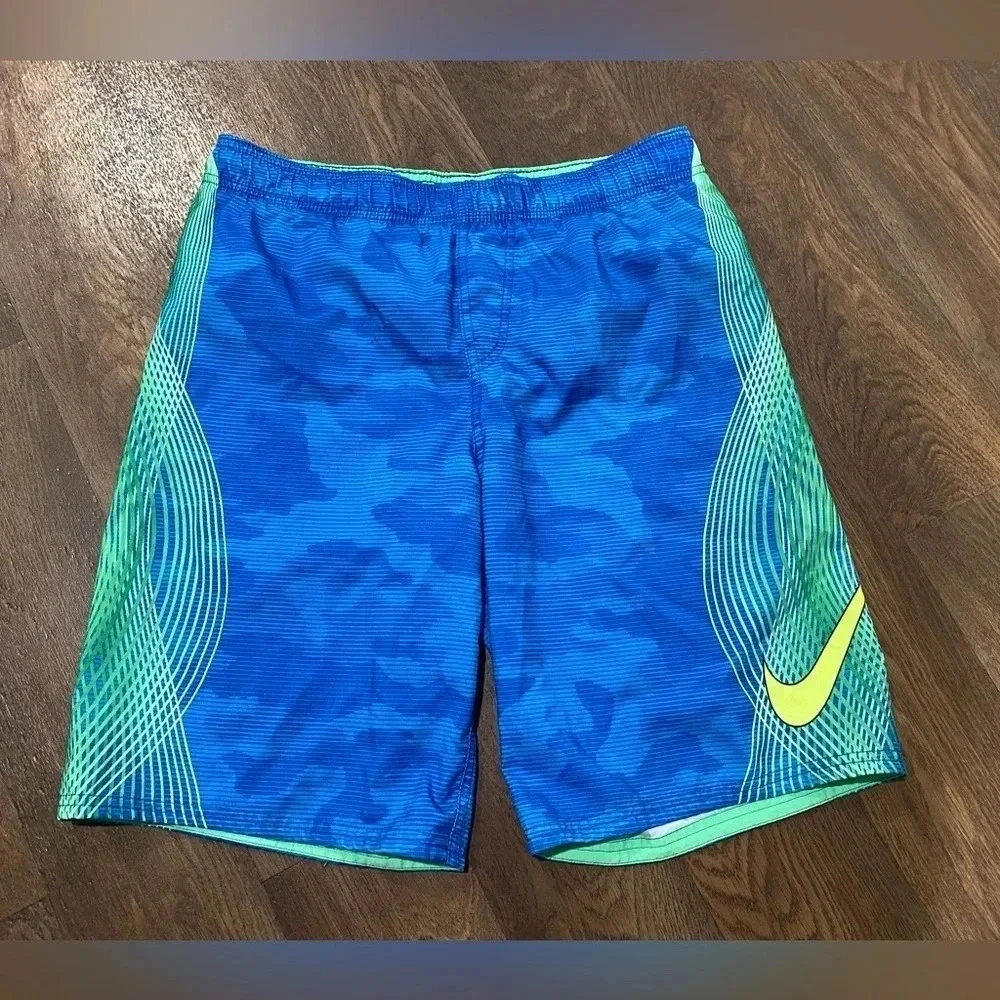 Nike Men’s Swim Shorts Royal Blue Neon Green Size XL
