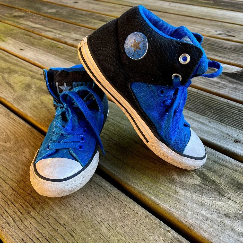 Converse Chuck Taylor All Star Street Mid Blue Black Kids Size 2Y