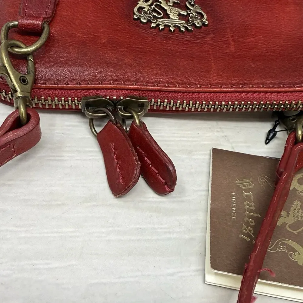 Pratesi Firenze Red Leather Crossbody Purse Handbag Made In Italy New