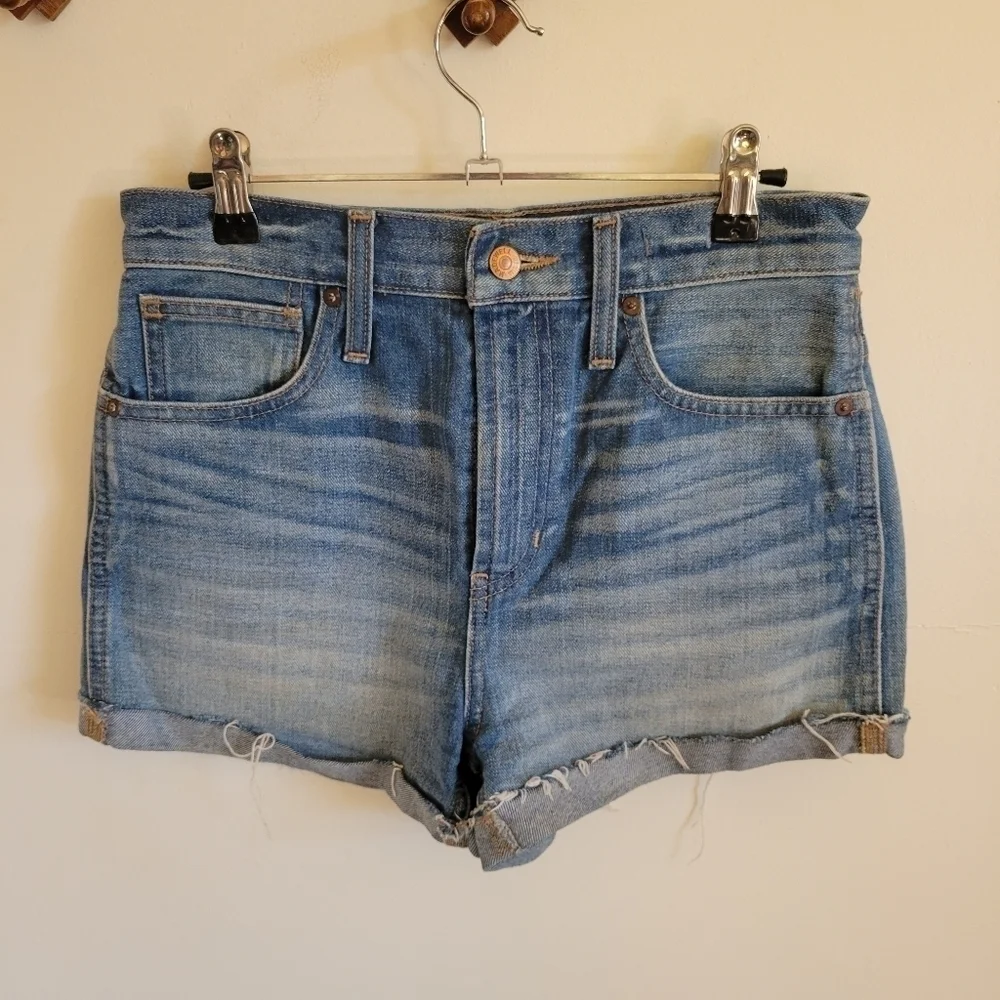 Madewell The Perfect Jean Short Short Raw Rolled Hem Stretch Denim Small 25