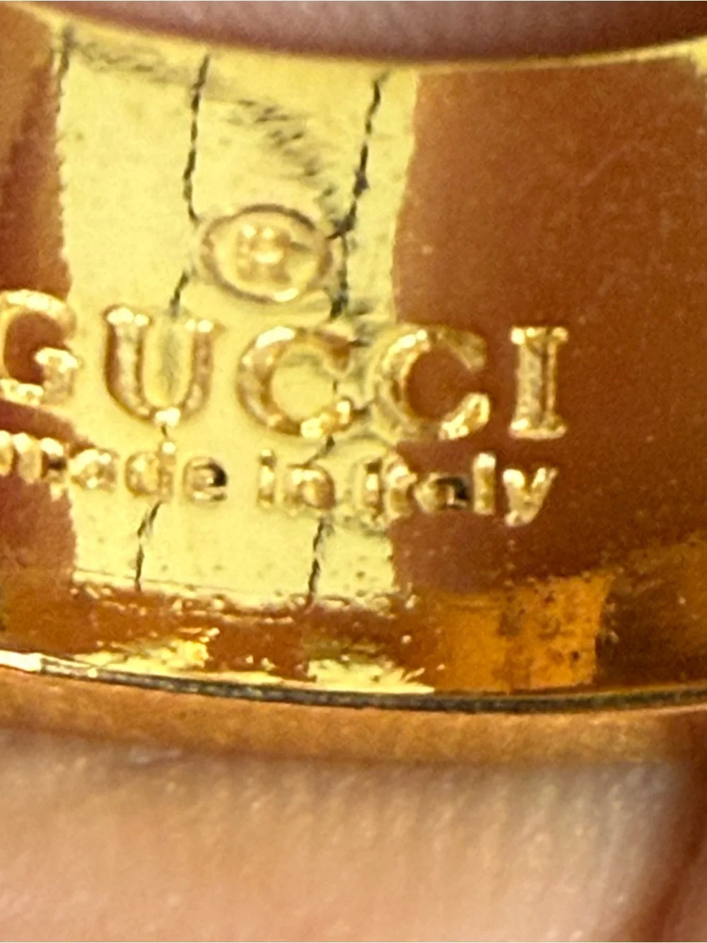 Gucci Gold-Tone Double G Ring with Red Enamel