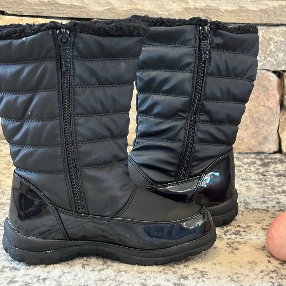 Totes Kids Girl’s Winter Snow Boots Water Proof Black/Pink SZ 3