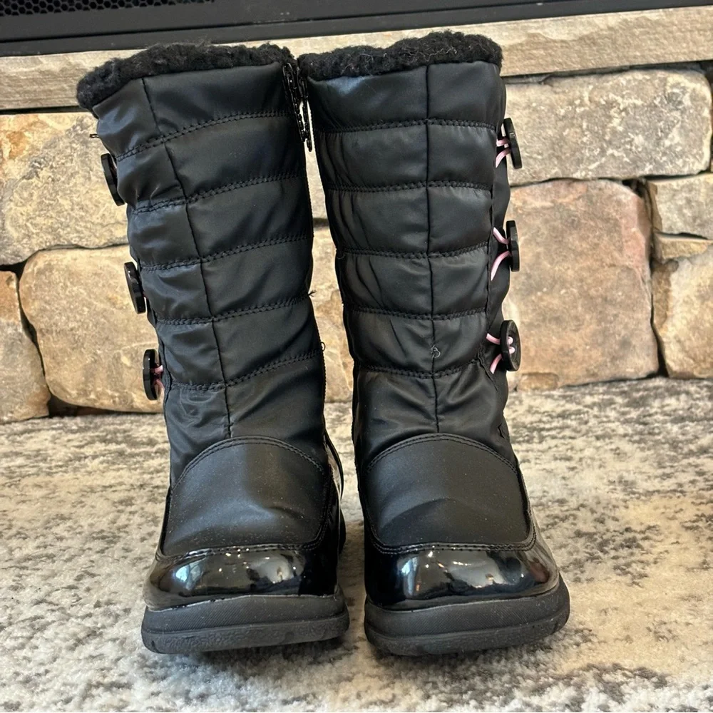 Totes Kids Girl’s Winter Snow Boots Water Proof Black/Pink SZ 3