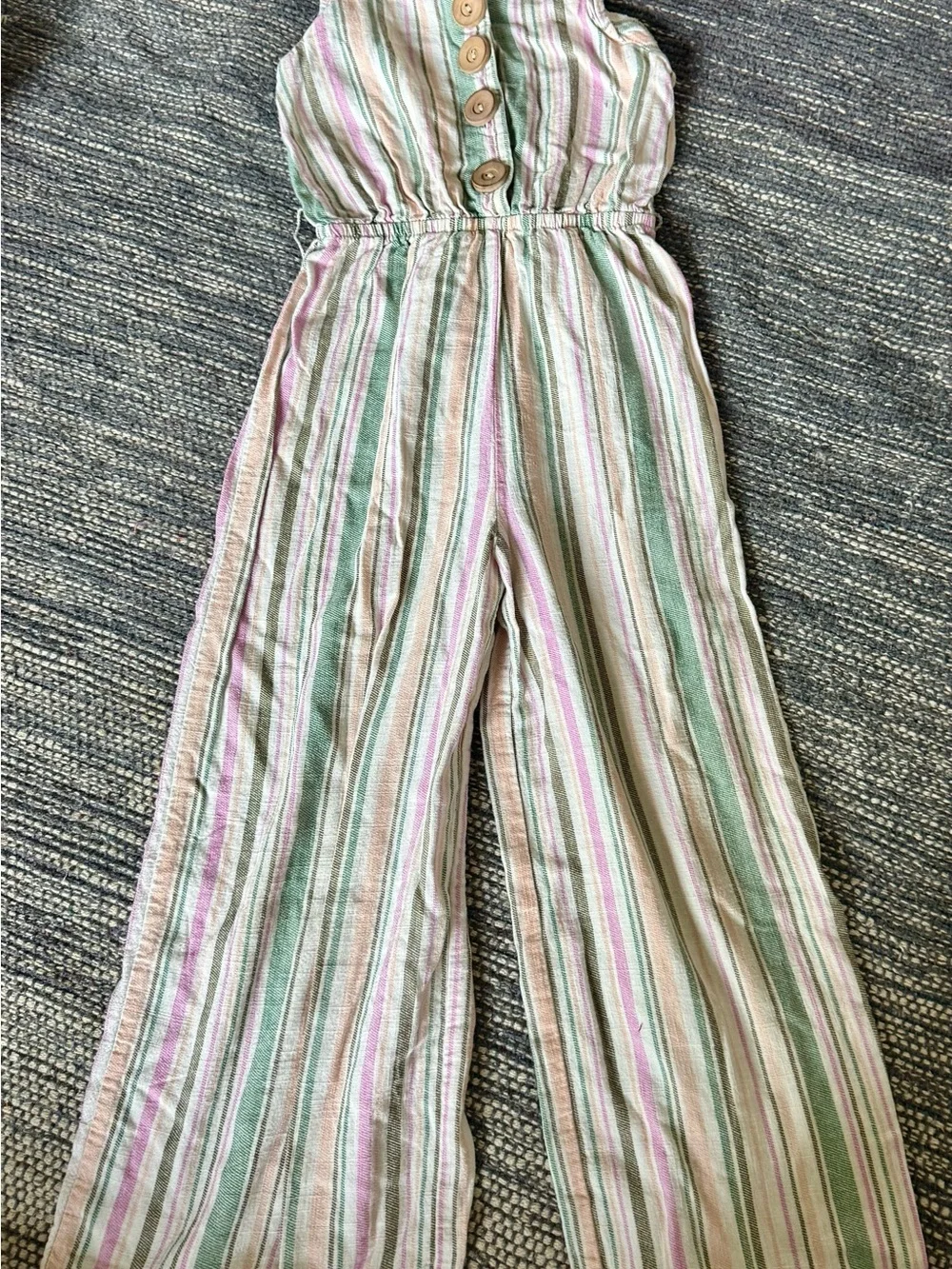 art class Multi-Color Striped Jumpsuit - Green, Pink, Cream