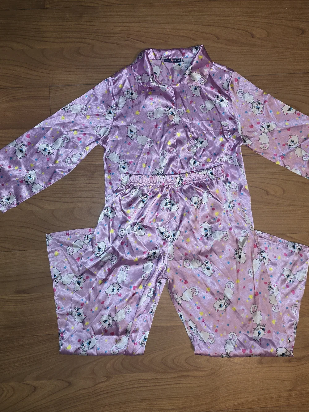 Girls' Pink Cat Print Pajama Set - Brand: Children's Place