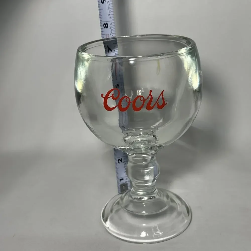 Vintage 16 oz Coors Beer Heavy (2.5 Lbs) glass goblet Man Cave Barware 7.5x4.5”