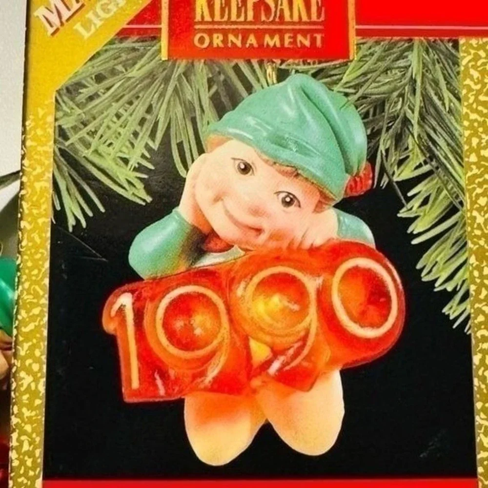 Hallmark Keepsake 1990 Elf of the Year Light Up Ornament, Vintage, Christmas NIB