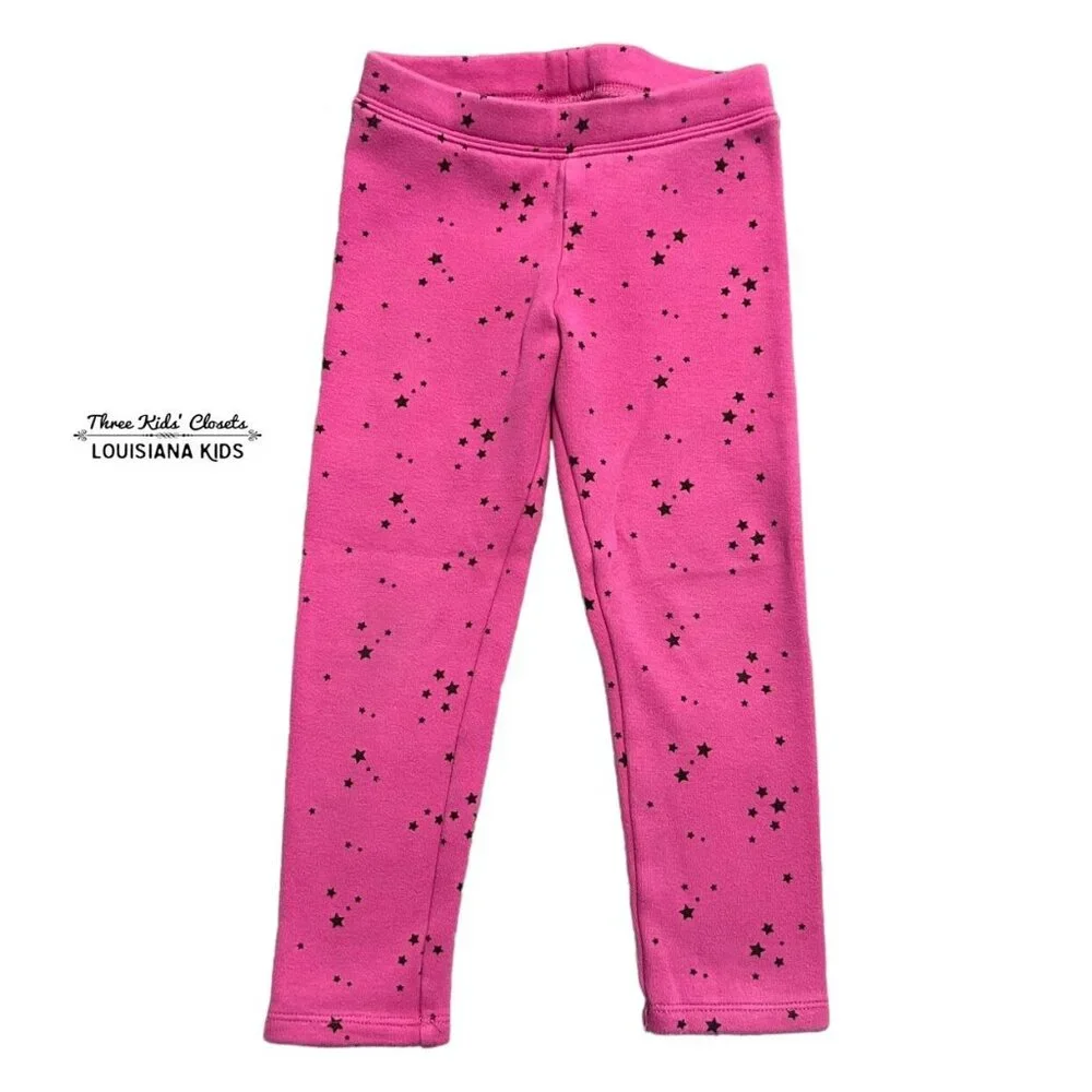 Baby Gap 4Y Pink Cozy Lined Star Leggings