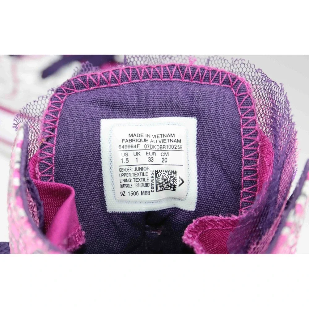 Converse Chuck Taylor Party Pink‎ and Purple Hi Tops with Tulle-Junior Size 1.5