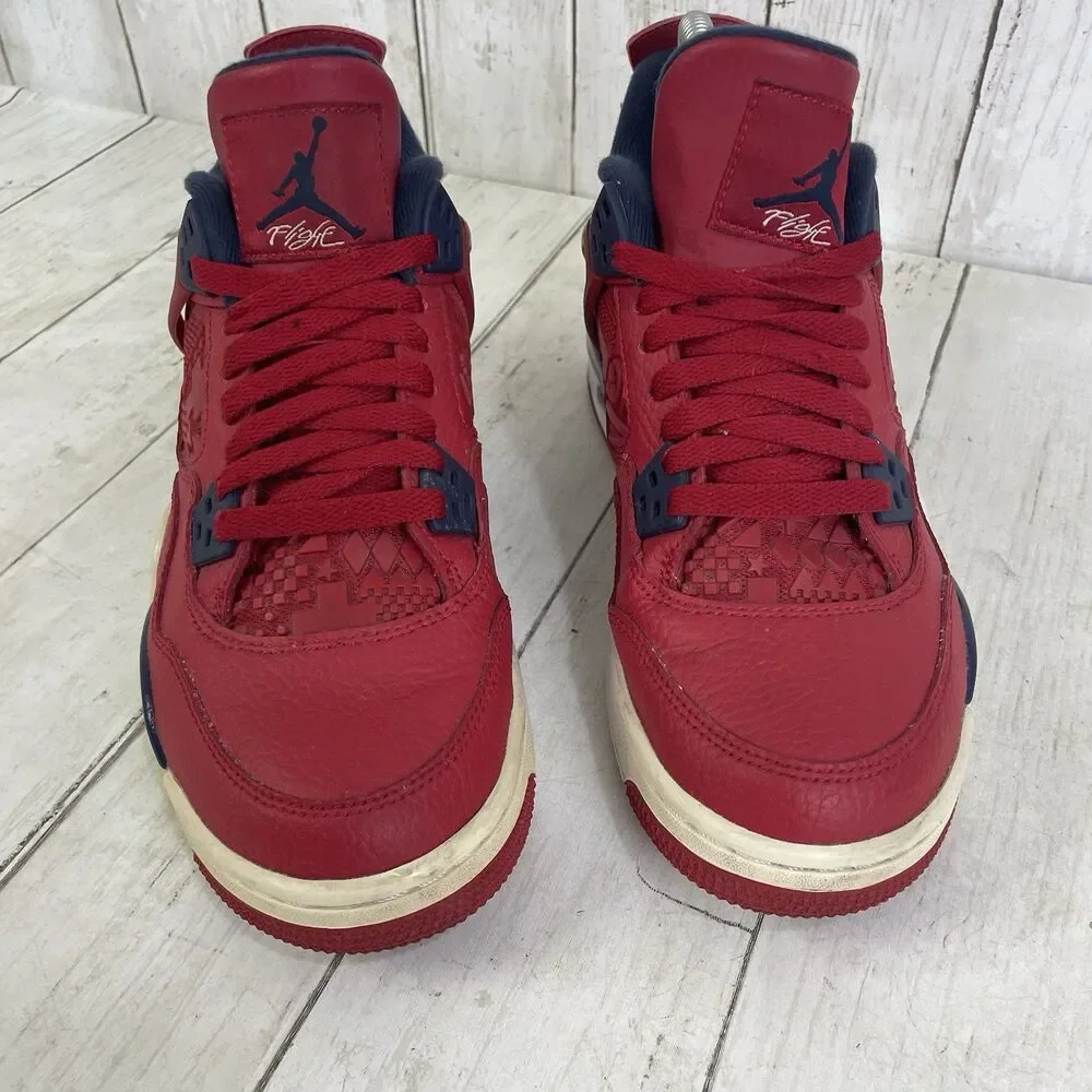 Nike Boys Air Jordan 4 408452-617 Red Basketball Shoes Sneakers Size 7Y