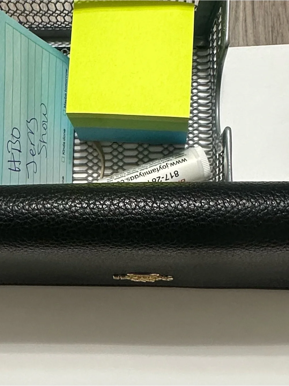 Coach Black Pebbled Leather Double Zip Wallet Wristlet with Gold Logo