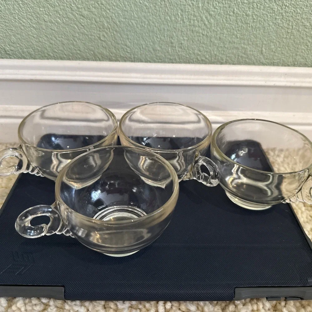Lot Of 4 Federal Glass Columbia Clear Oval Glass Snack Plates Platters #35