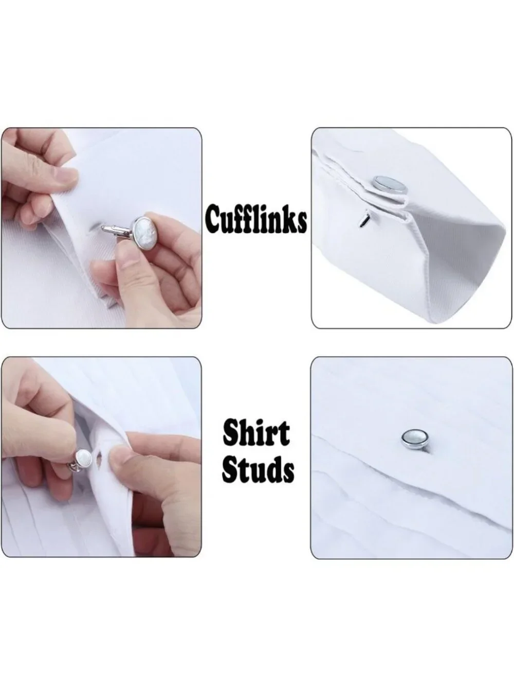 Elegant Mother-of-Pearl Tuxedo Shirt Button & Cufflink Set for Weddings & Events