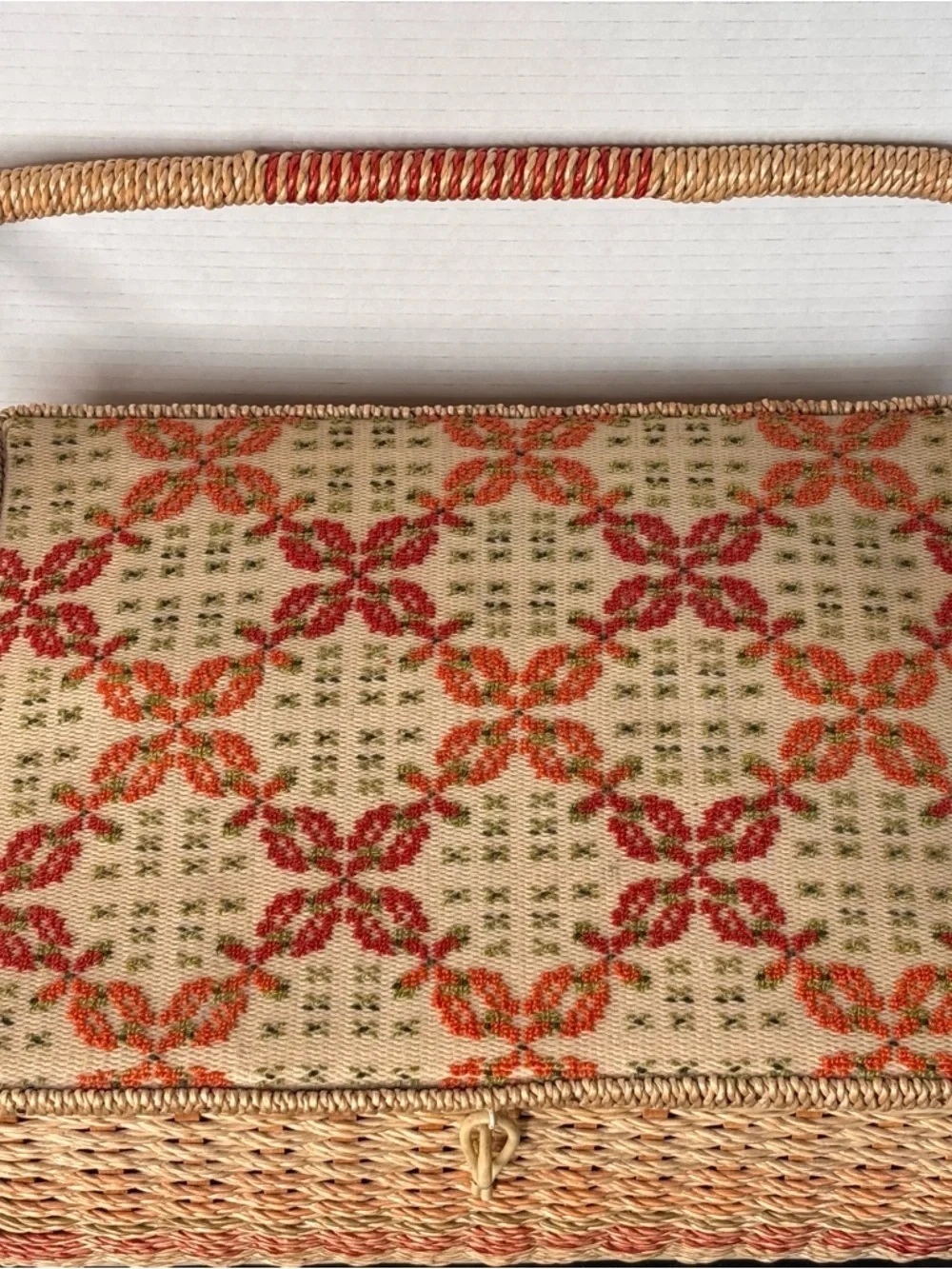 Vtg 1960’s JCPenney Wicker Woven Needlepoint Sewing Basket Box Japan w/Extra’s