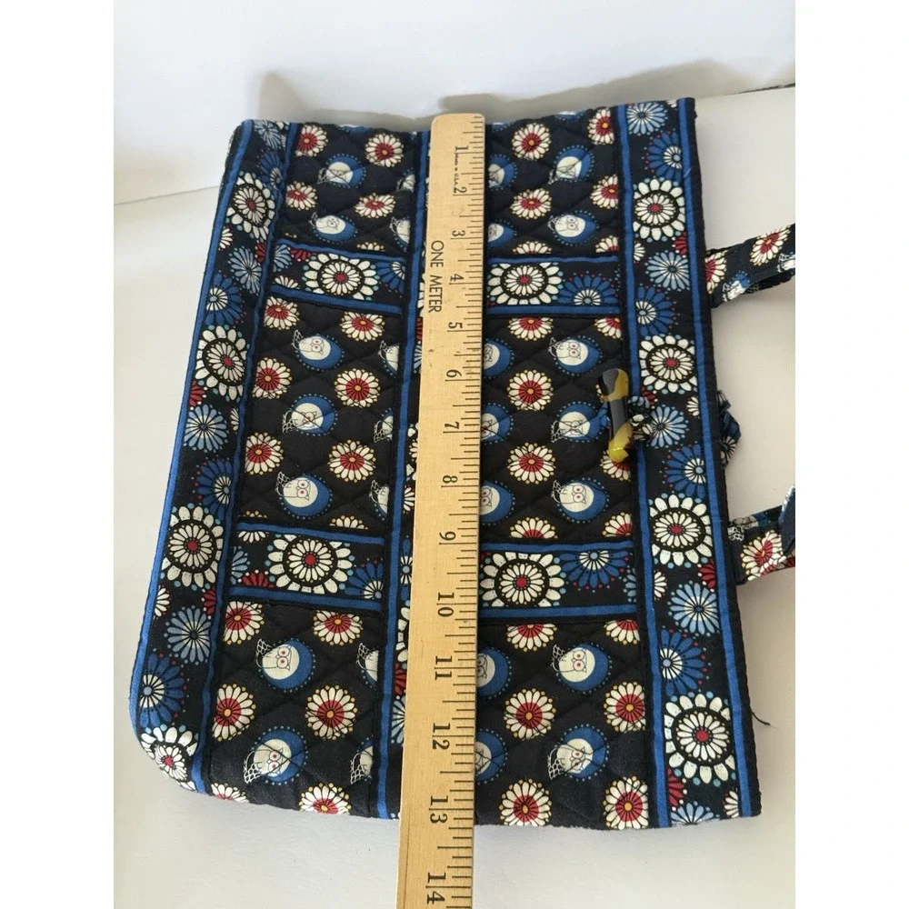 Vera Bradley Night Owl Toggle Tote Bag Retired Quilted Black Owl Floral Purse