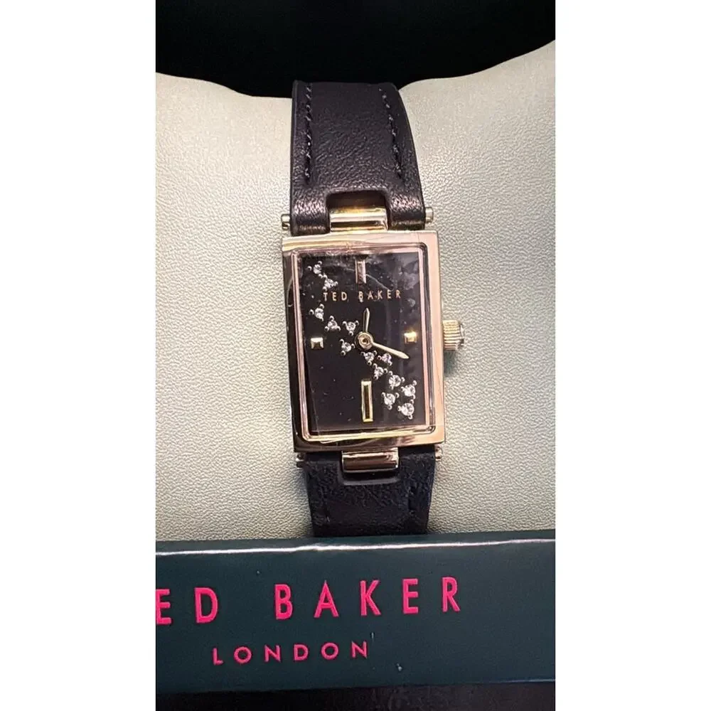 Ted Baker London Black Leather Crystal Watch