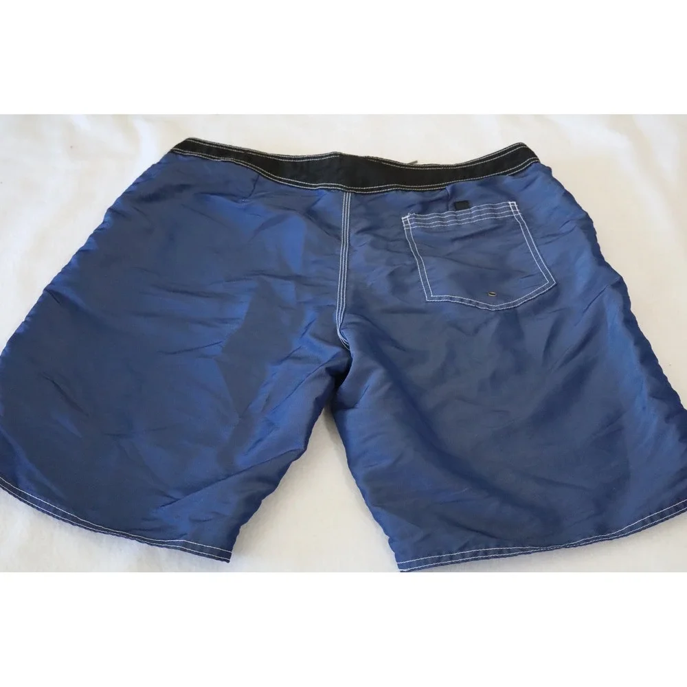 World Jungle‎ Board Vintage Shorts Mens 38 Blue Surf Swim Trunks Made in USA 90s