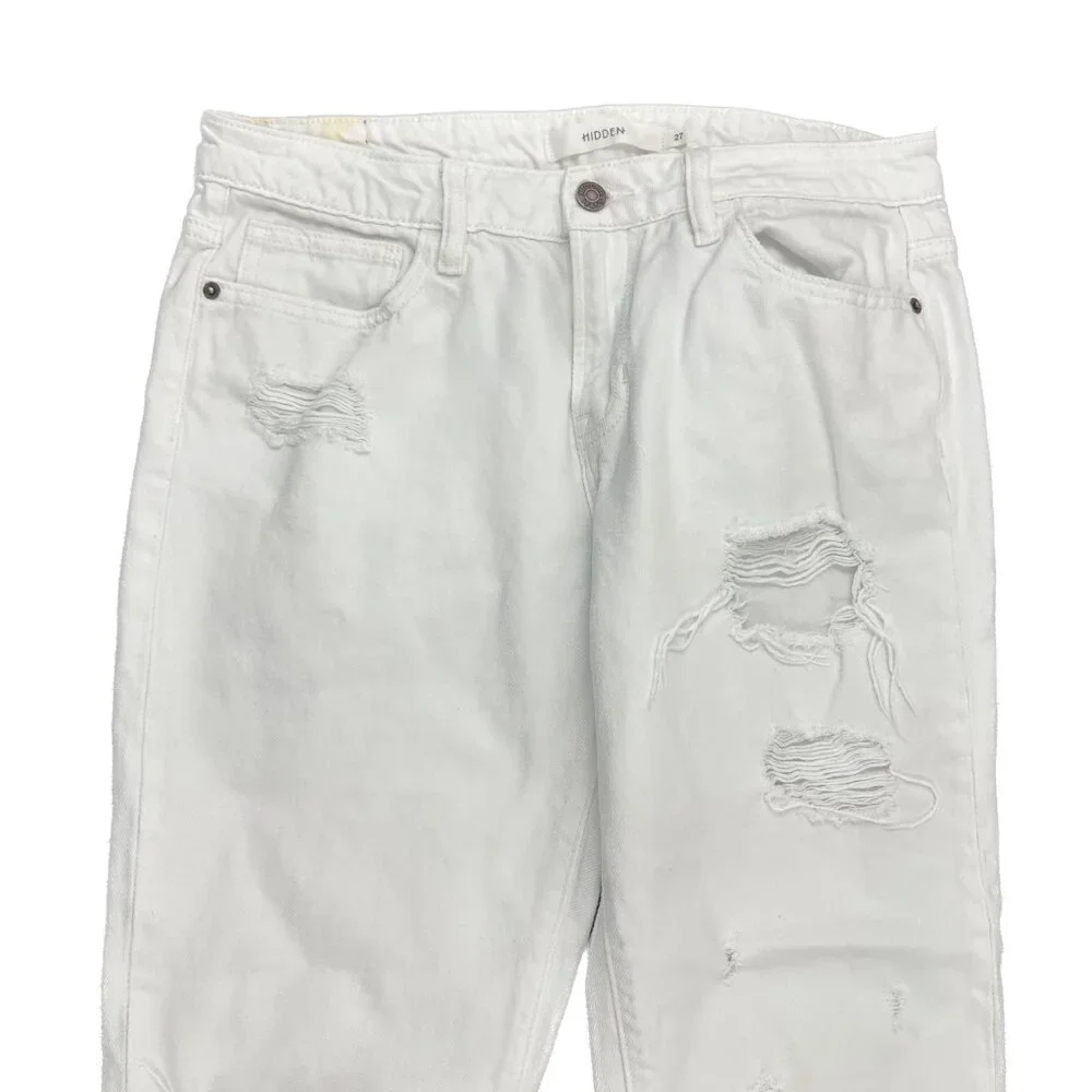 Hidden Distressed Raw Hem‎ Ankle Women's size 27 White Denim Jeans