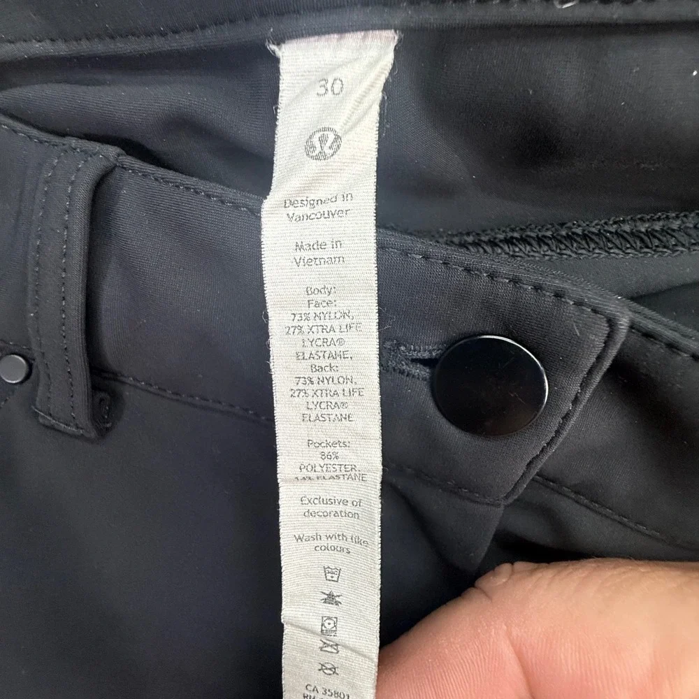 Lululemon City Sleek 5 Pocket Pant Women 30 Black High Rise Slim LW5EJ8S