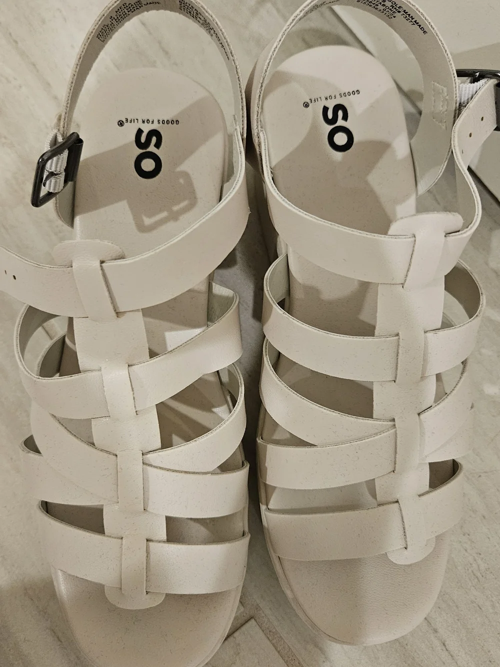 SO White Strappy Women's Sandals with Ankle Buckle