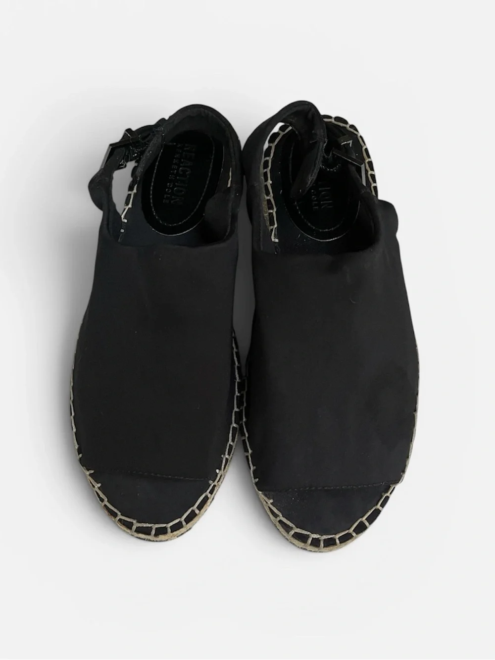 Kenneth Cole Reaction “Clemont” Black Slingback Espadrille Sandals Size 8
